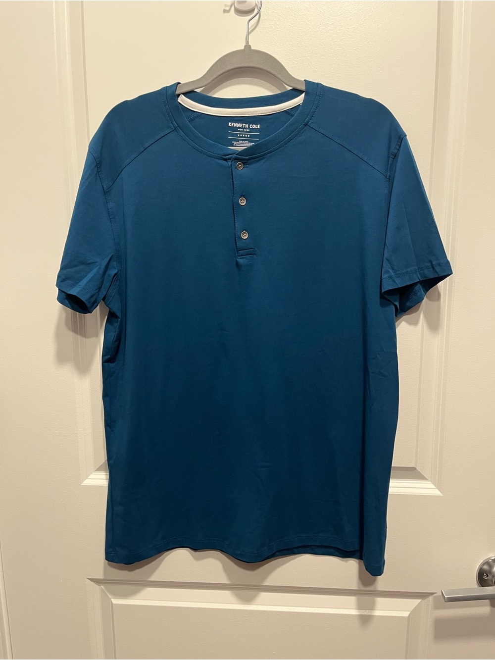 Kenneth Cole Men’s Short Sleeve Henley - Deep Teal 95% cotton
